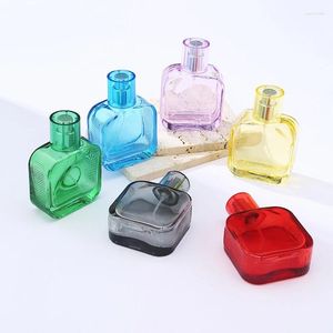 Storage Bottles 1PC 50ml Glass Square Portable Spray Perfume Cosmetic Packaging Empty Refillable Bottle