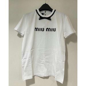 Designer womens t-shirt Tank Top Summer Short beautiful Slim Navel outfit Elastic Sports round neck Pure cotton luxury women clothing miu Butterfly collar T shirt