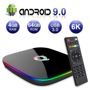 Box Android 9.0 Q Plus Smart TV Box 4GB RAM 32GB/64GB ROM QUAD CORE H.265 USB3.0 2.4G WiFi SET Top Box 4K TVBOX Video Media Player