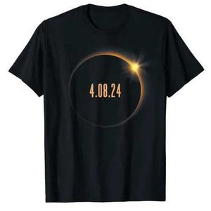 Mäns T-shirts Totalt Spring 4.08.24 Total Solar Eclipse 2024 T-shirt Rolig astronom Grafisk tee-toppar Cool korta sömnblusar i USA J240409