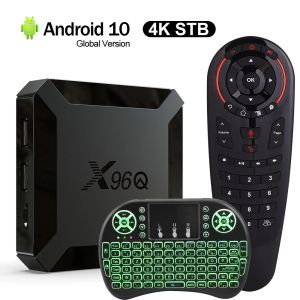 Box 2022 Hot X96Q Android 10.0 Fast Smart TV Box 2 ГБ 16 ГБ Allwinner H313 Quad Core 4K VS X96 Mini Set Set Top Box Fast Shipping