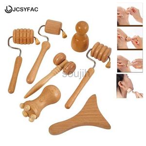 Massager facciale 1pcs Massagers Face GUA SHA Tools Wood Meridian Massage Kit Roller Lifting Facial Masajeador Scaraper 240409