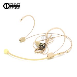 Microfones Mini XLR 4 Pin 4Pin TA4F Locking Dual Earhook Headset Microphone For Mipro Wireless BeltPack Sändare ACT50T ACT818 ACT18T