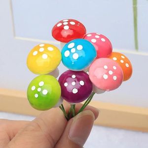 Decorative Flowers 20Pcs Mini Mushroom DIY Craft Garden Ornament Resin Artificial Foam Potted Plants Decor Moss Decoration For Simulated