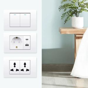 EU Korea Standard 4*2 Wall Light Switch Socket、USB Type-C充電器プラグ、1/2/3/4/GANG 2ウェイスイッチPCパネル電源オンTV Tel