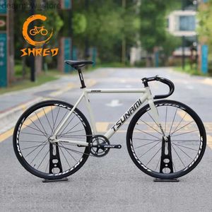 Bikes Tsunami SNM100 Fixie Bike 49/52/55/58 cm Sing Speed Road Fixed Gear Fahrrad 700C Track Pendlerbike mit flachen Speichen -Wheelet L48