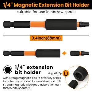 11st T20 T25 Torx Skruvmejselbitar Set Security Torx Bit Set Magnetic Torx Impact Driver Bit med Holder