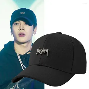 Ball Caps Baseball Cap Celebrity's Same Light Metal Label Hard Top Hat For Men Women Autumn Winter Black