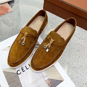 2024New Casual Shoes Loafers Flat Low Top Suede Cow Leather Oxfords Moccasins Summer Walk Comfort Loafer Slip On Rubber Sole Flats Loro Piano Unisex Hip 90 htku
