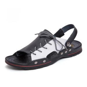 Stivali sandali in pelle maschile sandali estivi traspiranti uomini sandali sandali Spazza di moda e scarpe da scarpe non fritte di grandi dimensioni