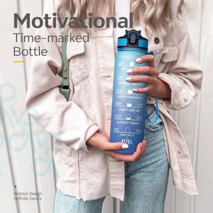 Tragbare Wasserflasche Motivationssportflasche mit Zeitmarker Leckfest für Outdoor Sport Fitness BPA kostenlos 240409