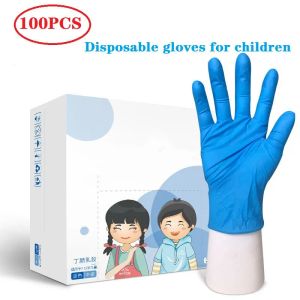 100/20pcs Einweg -Kinder Handschuhe Nitril Latex Handschuh für Kinder verdickte Schulhandschuhe Home Reinigung Gummiblau