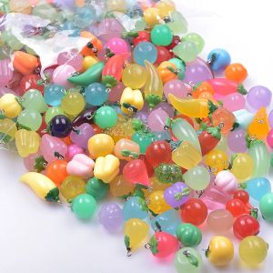 10/20/30 Random Mix Acrylic Vegetable Fruits Charms For Jewelry Making Supplies Chilli Pendant Charm DIY Earrings Necklace Bulk