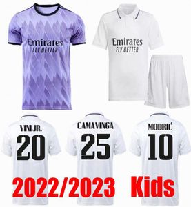 22 23 Benzema Rea Madryt Kit Youth Jerseys Home Football Shirt Camavinga Asensio Rodrygo Boy Kit 2022 2023 MUNOFORS5202674