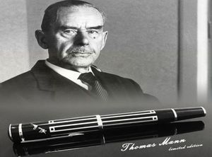Czyste Perlowe Pióry dla wielkiego pisarza Thomas Mann Luksusowy czarny i srebrny wzór wałek Pisanie Pisanie gładkiego podarunku Plus6368279