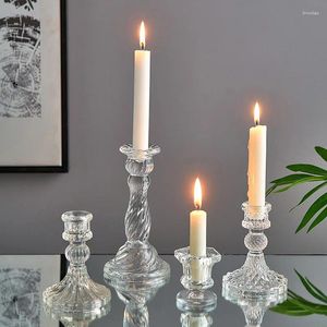 Candele Candele trasparente Ottagono in vetro Top a conico a costini Stand Home Wedding Household Decoration