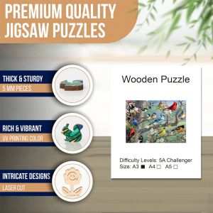 Bird Flock Wooden Jigsaw Puzzle Art, Unique Animal Shaped Pieces, DIY Leisure Game Fun Toy Gift Suitable Family Friends