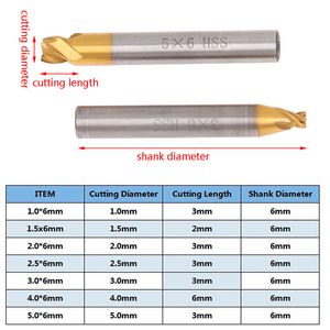 1pcs 6-миллиметровый хвостокополосый Ti-покрытый HSS HSS вертикальный ключ