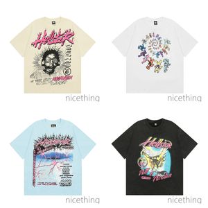 ヘルスターTシャツTシャツTシャツ高級Tシャツメンズデザイナー服グラフィックティー衣類ヒップスター洗浄ファブリックレタリングヴィンテージブラックルーズフィッティングUSサイズS-XL