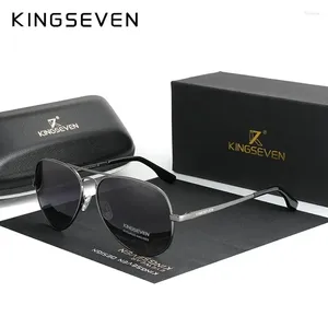 Solglasögon Kingseven män vintage aluminium polariserade varumärken solglasögonbeläggningslins som kör nyanser för män/wome