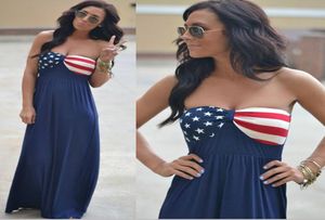 Empire American Flag Sukienki Patriotyczna amerykańska flaga Maxi Dress Beach Summer 4 lipca Kobiety Summer Boho Beach Dress9172235