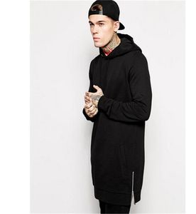 Whlenew Arrival Fashion Men39s Long Black Hoodies Felpede Feece con zip late