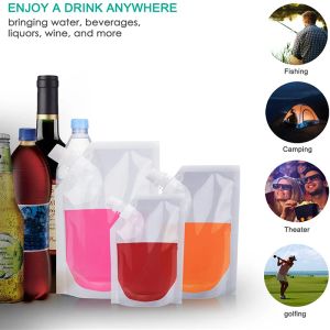 Clear Drinking Packaging Beverage Spout Bag Clear Fridge Fresh Liquid Juice Milk Wedding Party Reusable Drinking Pouches