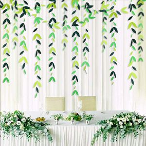 4m Dark Emerald Garland Garland Papel pendurado Folhas Flâmica Banner azul para o verão Decorações de festas de aniversário de casamento