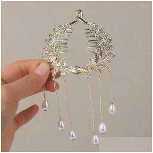 Klipsy do włosów Barrettes Tassel Rhinestone Uchwyt na nakrycia głowy Pearl Kobiety klip pszenicy podpalający klamra koreańska