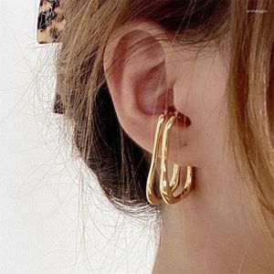 Backs Earrings 1Pcs Punk Metal Double Layer Ear Cuff Clip For Women No Pierced Geometric Earcuff Wrap Clips Jewelry E038