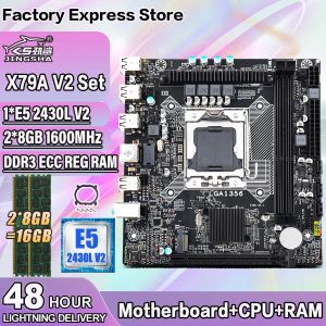 Motherboards X79A V2 LGA 1356 Motherboard Set Combo Xeon E5 2430L V2 CPU 2*8GB=16GB DDR3 Memory 1600MHz ECC REG PC3 kit M.2 Mobo X79 board
