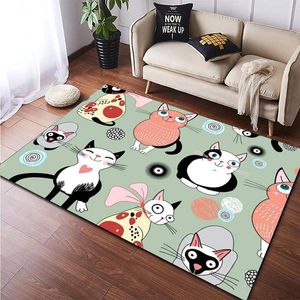 Cute Cat Carpet Yoga Living Room Children's Crawling Mat Hallway Doormat Non-slip Bedroom Bedside Games Rug Bathroom Floor Mat