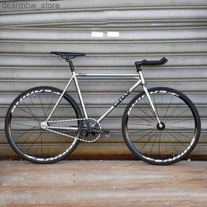 Cyklar grå 700C Fixed Gear Cykel Silver Ectroplating Chrome Molybden Frame Sing Speed ​​Bike 52cm Fixie Bicyc With V Brakes L48