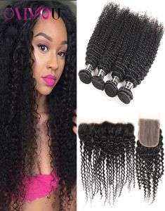 Mongolian Kinky Curly Human Hair Weave 4 Bundles with 4x4 Lace Closure and 13x4 Lace Frontal Bundles Cheap Hair Extensions Wholesa9519657