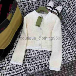 designer Women's Jackets Coats 24 Spring New Product Gentle Advanced Simple Versatile and Beautiful Cream White Tweed Coat