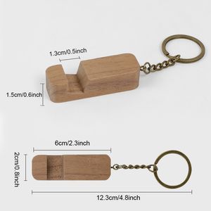 Brown Keychains Custom Cork Wood Keyrings Engraving Logo Customized Keyring Phone Holder Key Ring Promotional Keychain Square car keyring Beech Wood