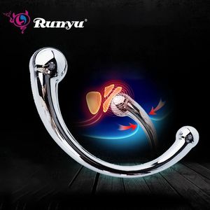 Double Ended Stainless Steel G Spot Wand Prostate Massage Stick Penis P Spot Stimulator Anal Dildo Plug Sex Toys for Men Women 240401