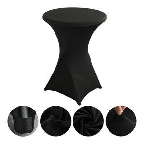 60/80cm Diameter Multi-color Stretch Round Tablecloth Cocktail Spandex Table Cloth Bar Hotel Wedding Party White Table Cover