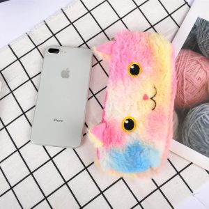 1 Pieces Kawaii Cute Laser Cat Plush Pouch Pencil Case Bag Key Chain Pendant Coin Wallet Case Pouch Bag School Supplies Gift