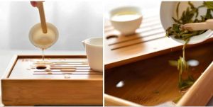 ティーボード竹茶トレイ排水タンクPuer Tea Table Saucer Drawer Tray for Ceremony Teaware Tool