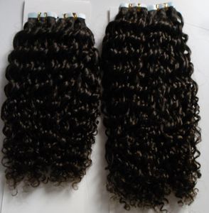 Kinky Curly Brazilian 테이프 헤어 100g remy 테이프 인간 머리 확장 80pcs 피부 씨근 테이프 인간 머리 확장 1587248