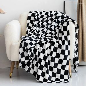 Towel Thick Chessboard Plaid Flannel Milk Plush Blanket Sofa Nap Bed Sheet Shawl Bath