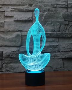 Creative 3D LED Night Lamp Meditation Form Desk Table Lampara Lampara RGB 7 Color Gradual Change Night Light USB Base Touch Switch4926763