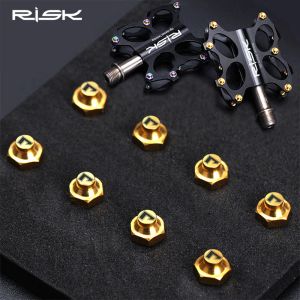 Risco 8pcs m4*5mm de liga de titânio Pedais de bicicleta parafusos anti-deslizamento