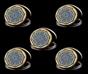 5PCS Ramadan Kareem octagonal Sアラビア語イスラム金メッキコレクションコインホリデーギフトラウンドケース3655724