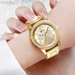 Kvinnors klockor 2023 New Fashion Women Diamond Rose Gold Watch Luxury Reloj Mujer Arm Wristwatch Female Casual rostfritt stål Quartz Watches Clock 240409