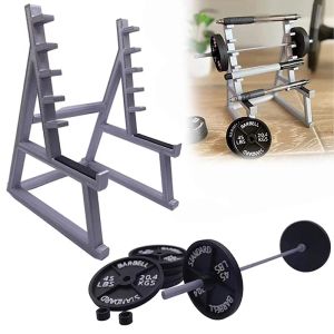 Pennahållare för skrivbordsskivstång Rack Display Holder Portable Gym tema Pen Lagring Squat Rack Ornament med skivstång och vikter