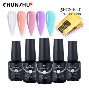 Гель Chunshu 5pcs/Kit Milky White Builder Extension Extension Soft Gel 15 мл самооценка резинового базового слоя полуперманентные лаки для ногтей.