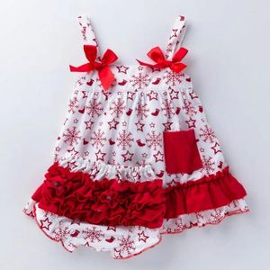 Kläder sätter jul halloween baby flicka outfit top tutu kjol ruffle bloomers huvudbonader småbarnskor födda festgåvor