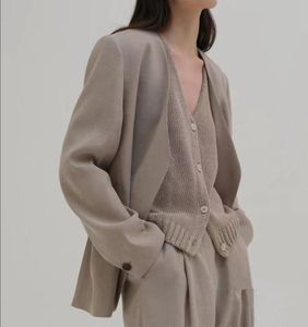 The/ Row Autumn Suit New Disual Suit Coat Women v-neck Simple Fashion Top Top Exprament بدلة صغيرة